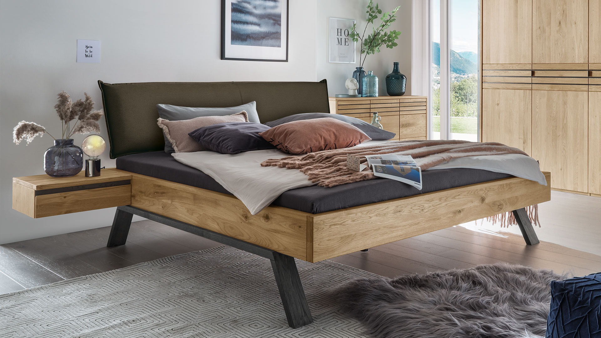 klem Chaise longue baai Massief houten bed "Neras" | allnatura Nederland